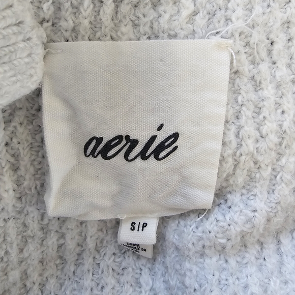 Aerie Cream Waffle Knit Sweater Collared Pullover Cotton Blend Soft Cozy Relaxed - Picture 4 of 11